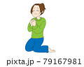 願う女性　ポニーテール　困っている1 79167981