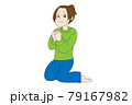 願う女性　ポニーテール　困っている2 79167982