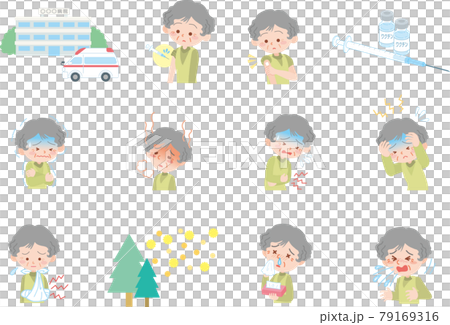 病気症状医療セット_高齢女性 79169316