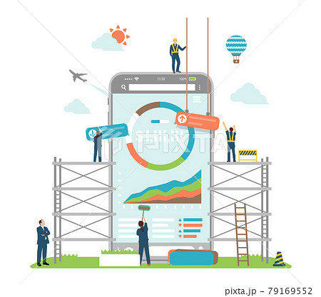 ロボアドバイザー (モバイル株式投資) コンセプトイラスト ロボアドバイザー (モバイル株式投資) コンセプトイラスト 79169552