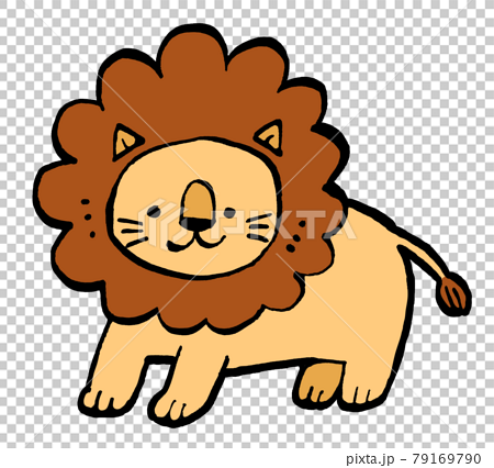 ライオンのかわいい手描きイラストのイラスト素材