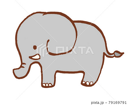 象のかわいい手描きイラストのイラスト素材 [79169791] - PIXTA