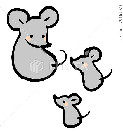 ネズミの親子のかわいい手描きイラストのイラスト素材 [79169973] - PIXTA