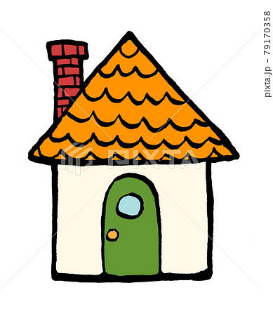 童話に出てきそうな家のかわいい手描きイラストのイラスト素材