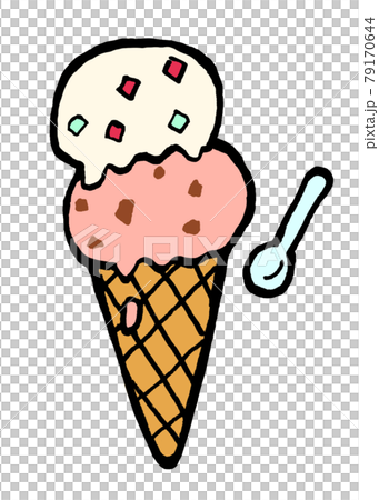 2段アイスクリームの手描きイラストのイラスト素材