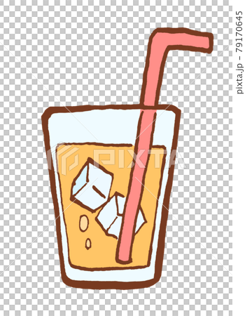 ストロー付きオレンジジュースの手描きイラストのイラスト素材 ストロー付きオレンジジュースの手描きイラストのイラスト素材