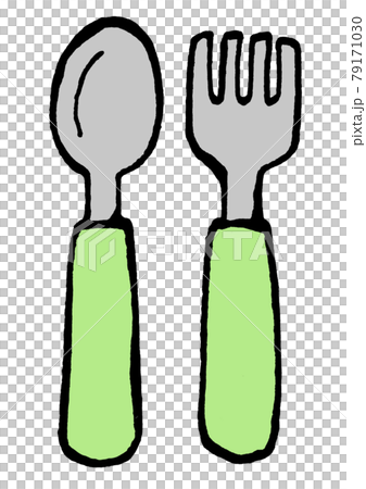 子ども用スプーンとフォークのセットイラストのイラスト素材