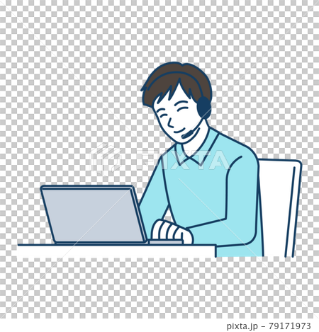 A man who uses a PC with a smile A man who uses a PC with a smile 79171973