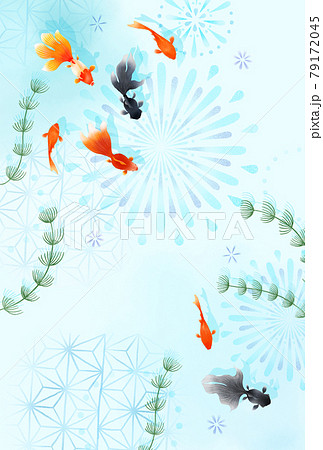 涼しい金魚の手描き水彩イメージのイラスト素材