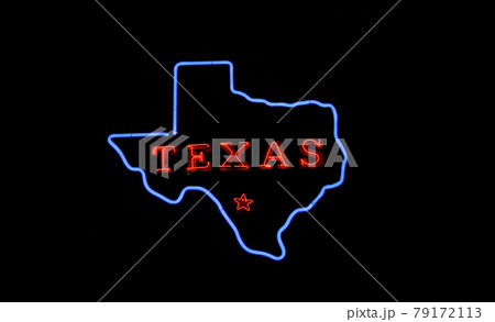 Photo Composite Image, Neon Blue and Red Texas Sign 79172113