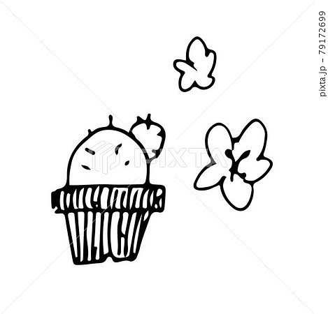 シンプル手描き サボテンのイラスト素材