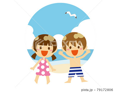 海で遊ぶ子供たち 79172806