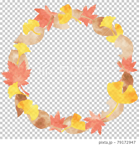 Beautiful watercolor autumn leaf circular frame Beautiful watercolor autumn leaf circular frame 79172947