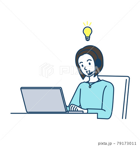 PCを使用中にひらめいた女性 PCを使用中にひらめいた女性 79173011