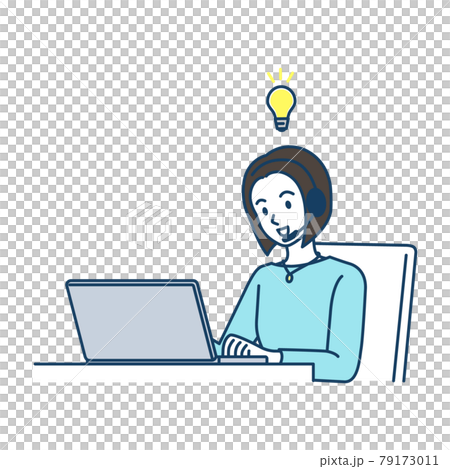 PCを使用中にひらめいた女性 PCを使用中にひらめいた女性 79173011