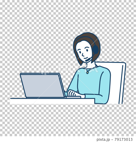 A woman using a PC A woman using a PC 79173013