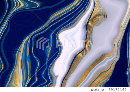 Marbled blue and gold abstract background. Liquid marble pattern digital imitation. Marbled blue and gold abstract background. Liquid marble pattern digital imitation. 79173145