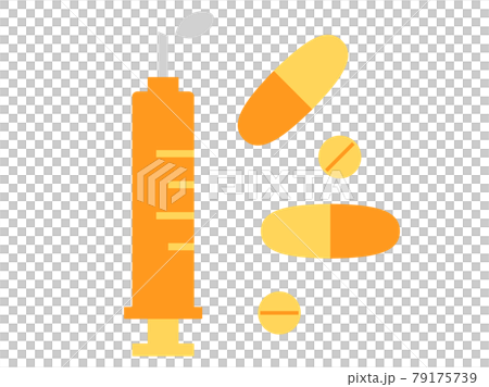 Illustrations of injections and medicines 79175739