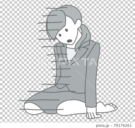 Burned out exhausted suit (barefoot) woman image illustration Burned out exhausted suit (barefoot) woman image illustration 79176261