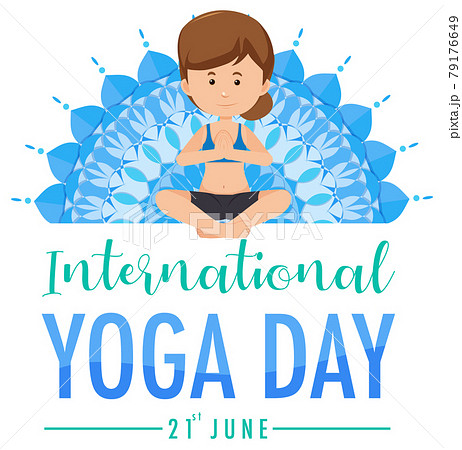 International Yoga Day banner with a woman doing yoga pose 79176649
