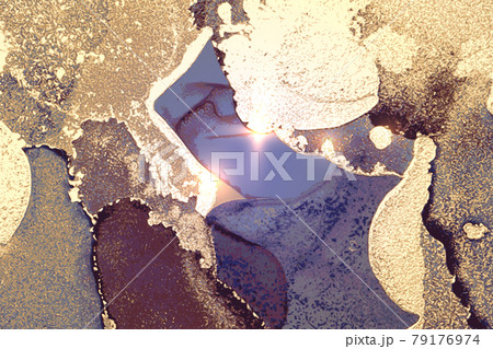 Shining purple, and blue marble pattern with golden dust 79176974