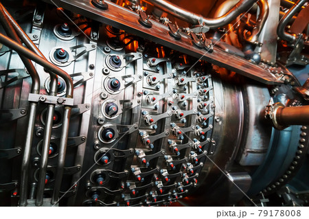 Electric generating engine of a gas pumping unit. A huge turbine in the enterprise for clean energy. Electric generating engine of a gas pumping unit. A huge turbine in the enterprise for clean energy. 79178008