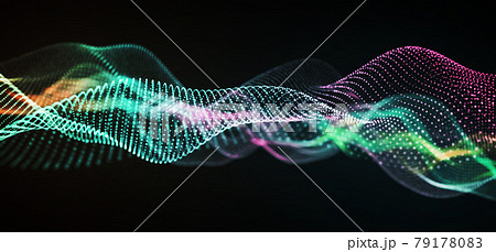 カラフルなパーティクル素材。粒子の未来的なサイバー背景 79178083