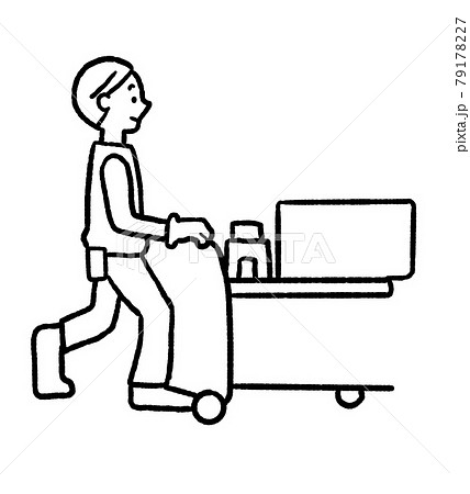 ピッキング作業をする男性のイラスト 線画 ピッキング作業をする男性のイラスト 線画 79178227