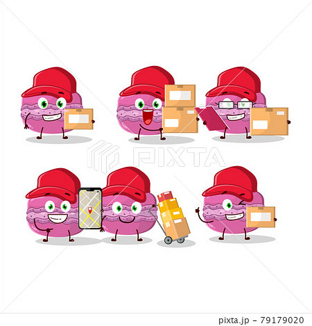 Cartoon Character Design Of Strawberry Macaron のイラスト素材