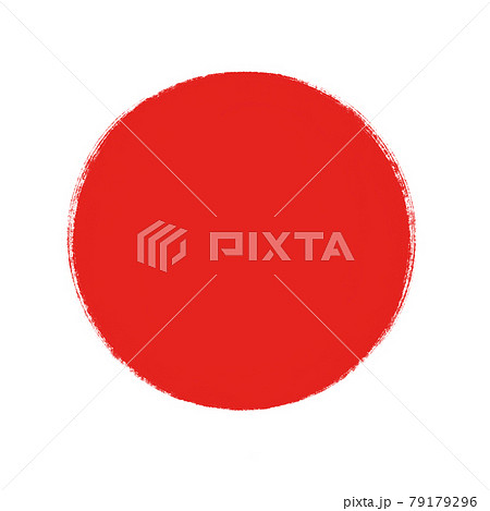 毛筆タッチの赤い丸 和風 日本の国旗イメージのシンプルなイラスト素材 白背景 のイラスト素材