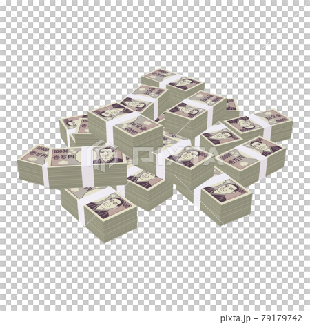 經濟插畫素材疊鈔票，卡通風格的萬日元鈔票，相當於一億日元（1_2） 79179742