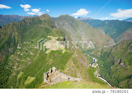 Aerial view of Machu Picchu from the top of Huayna Picchu 79180201