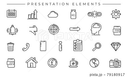 Presentation Elements concept line style vector icons set. Presentation Elements concept line style vector icons set. 79180917