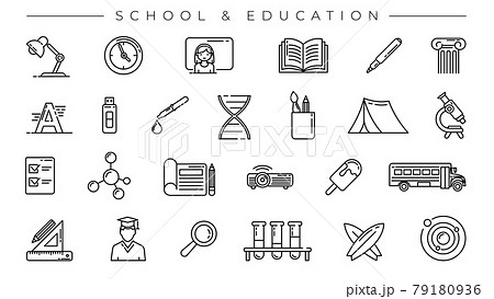 School and Education concept line style vector icons set. School and Education concept line style vector icons set. 79180936