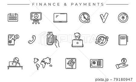 Finance and Payments concept line style vector icons set. Finance and Payments concept line style vector icons set. 79180947
