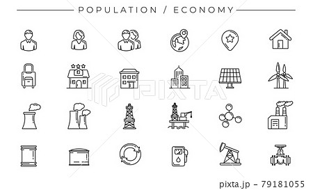 Population and Economy concept line style vector icons set 79181055