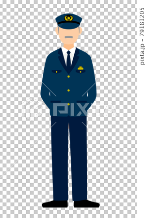 高級男警察擺姿勢，背著他站著 79181205