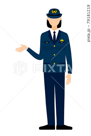 若い女性警官のポーズ、案内する 79181219