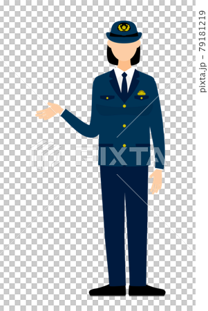 若い女性警官のポーズ、案内する 79181219
