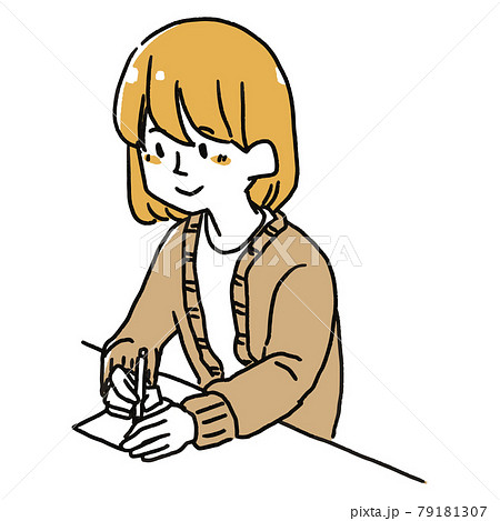 葉書を書いている女性 葉書を書いている女性 79181307