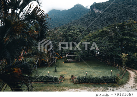 Mountains and villages in the rainy season 79181667