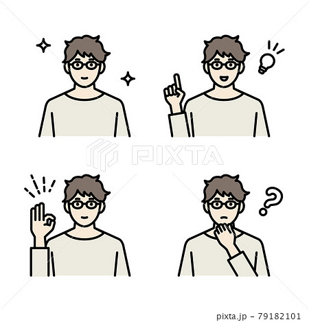 若い男性の上半身アバターセット 79182101