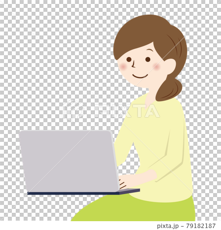 PCを操作する女性のイラスト PCを操作する女性のイラスト 79182187