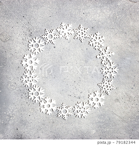 Christmas frame made of snowflakes 79182344
