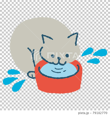 一隻貓喝水的插圖 一隻貓喝水的插圖 79182770