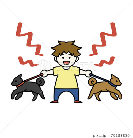 犬に引っ張られるのイラスト素材