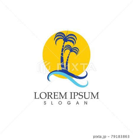 Palm tree summer coconut tree logo vector  image 79183863