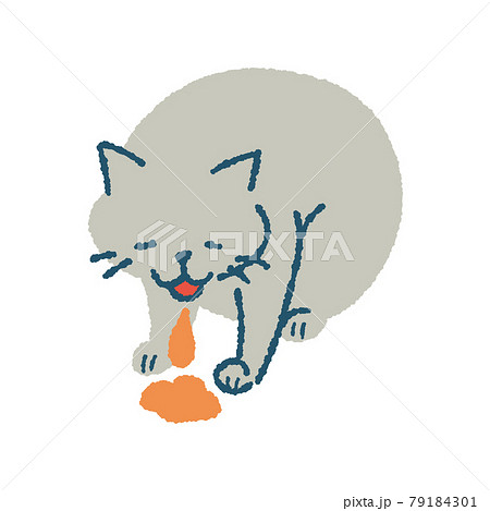 嘔吐する猫のイラスト 79184301