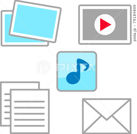 様々な種類のデータファイルのアイコンセット 様々な種類のデータファイルのアイコンセット 79184800