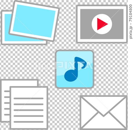 様々な種類のデータファイルのアイコンセット 様々な種類のデータファイルのアイコンセット 79184800